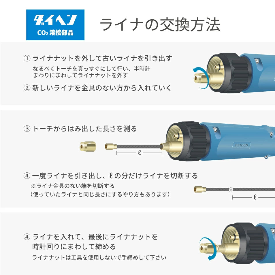 ダイヘン ( DAIHEN ) ライナ U4170H02 3 m 0.9 ~ 1.2 mm CO2 MAG 溶接 ブルートーチ BT3504-30、BT3500-30 用 1個