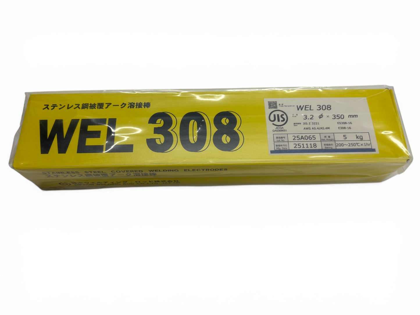 WEL ( 日本ウェルディングロッド )　アーク溶接棒 　WEL 308　ステンレス鋼 用 φ 3.2mm 350mm 小箱 5kg