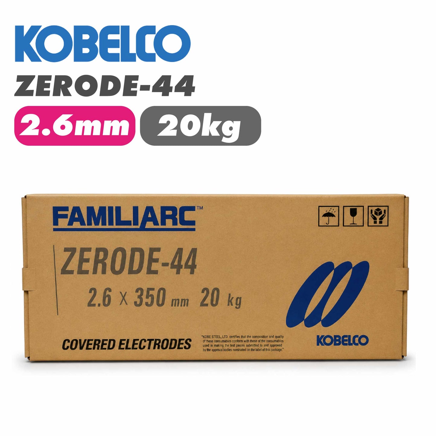 KOBELCO 神戸製鋼 鉄用 溶接棒 溶接棒 Z-44 2.6Φ 20kg (5kgX4箱）/大箱 FAMILIARC 軟鋼用 被覆アーク溶接棒