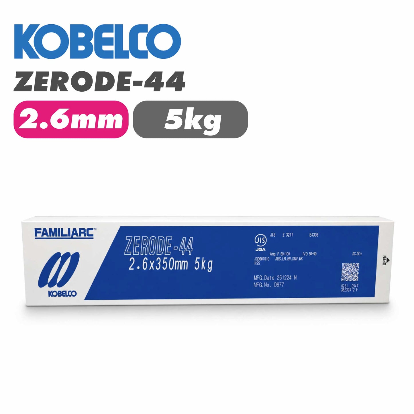 KOBELCO 神戸製鋼 鉄用 溶接棒 溶接棒 Z-44 2.6Φ 5kg (5kgX1箱）/大箱 FAMILIARC 軟鋼用 被覆アーク溶接棒 z44